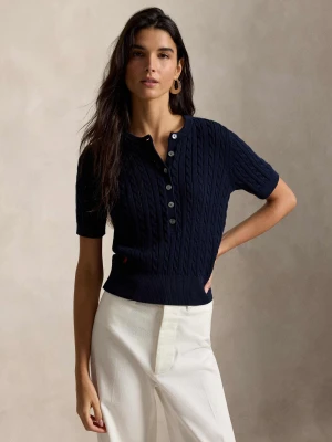 POLO RALPH LAUREN Sweter Henley | Slim Fit granatowy