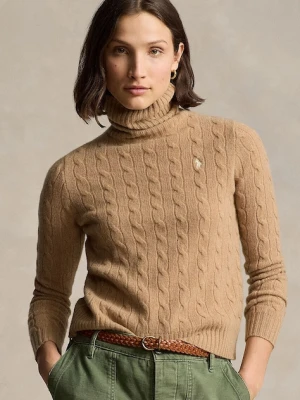 Polo Ralph Lauren sweter wełniany damski kolor beżowy lekki z golfem 211888686