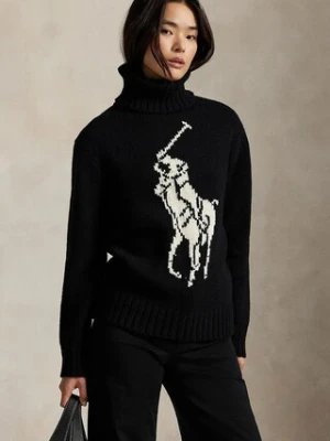 Polo Ralph Lauren sweter wełniany damski kolor beżowy z golfem 211978329