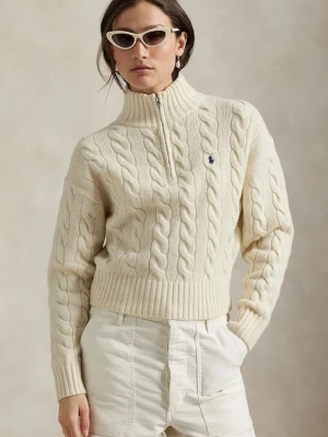 Polo Ralph Lauren sweter wełniany damski kolor biały z półgolfem 211972130
