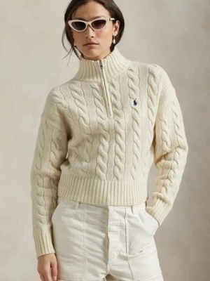 Polo Ralph Lauren sweter wełniany damski kolor biały z półgolfem 211972130