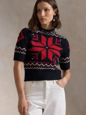 Polo Ralph Lauren sweter wełniany damski kolor granatowy z półgolfem 211947919