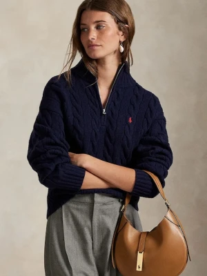 Polo Ralph Lauren sweter wełniany damski kolor granatowy z półgolfem 211972130