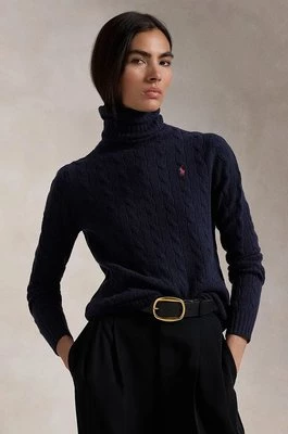 Polo Ralph Lauren sweter wełniany damski kolor niebieski lekki z golfem 211888686