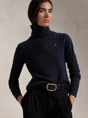 Polo Ralph Lauren sweter wełniany damski kolor niebieski lekki z golfem 211888686