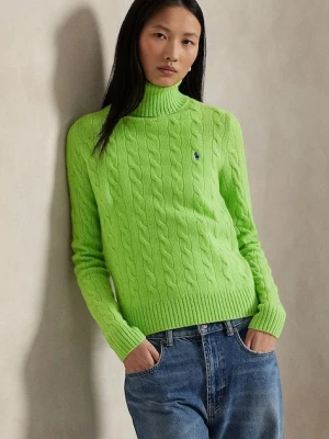 Polo Ralph Lauren sweter wełniany damski kolor zielony lekki z golfem 211888686