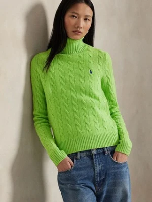 Polo Ralph Lauren sweter wełniany damski kolor zielony lekki z golfem 211888686