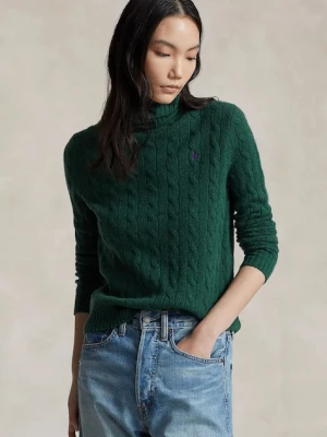 Polo Ralph Lauren sweter wełniany damski kolor zielony lekki z golfem 211888686