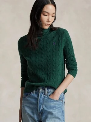 Polo Ralph Lauren sweter wełniany damski kolor zielony lekki z golfem 211888686