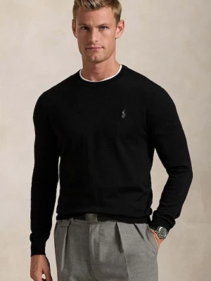 Polo Ralph Lauren sweter wełniany Merino Wool męski kolor czarny lekki 710946143004