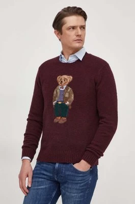 Polo Ralph Lauren sweter wełniany męski kolor bordowy