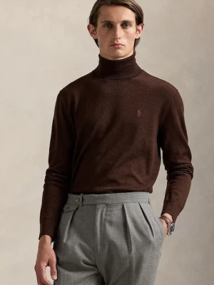 Polo Ralph Lauren sweter wełniany męski kolor brązowy z golferm 710946145