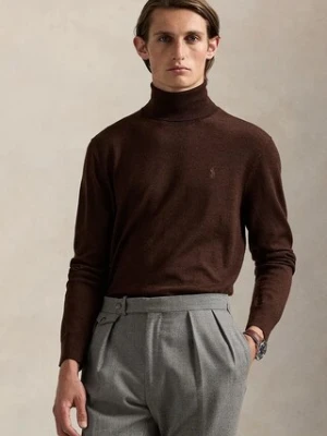 Polo Ralph Lauren sweter wełniany męski kolor brązowy z golferm 710946145