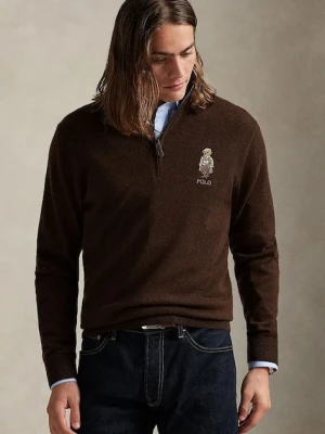 Polo Ralph Lauren sweter wełniany męski kolor brązowy z półgolfem 710978300
