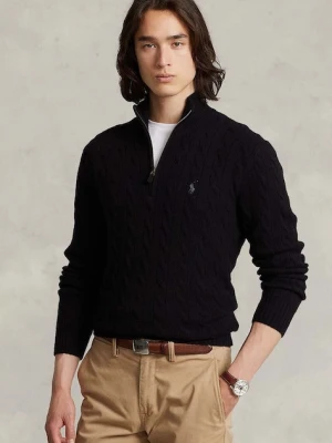 Polo Ralph Lauren sweter wełniany męski kolor czarny z półgolfem