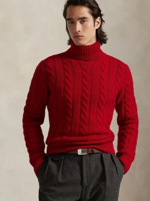 Polo Ralph Lauren sweter wełniany męski kolor czerwony ciepły z golferm 710917035