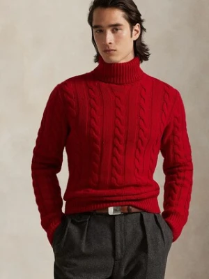 Polo Ralph Lauren sweter wełniany męski kolor czerwony ciepły z golferm 710917035