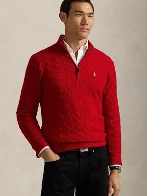 Polo Ralph Lauren sweter wełniany męski kolor czerwony z półgolfem 710961336