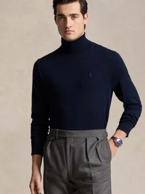 Polo Ralph Lauren sweter wełniany męski kolor granatowy z golferm 710946145