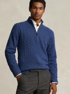Polo Ralph Lauren sweter wełniany męski kolor granatowy z półgolfem 710876766