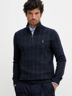Polo Ralph Lauren sweter wełniany męski kolor granatowy z półgolfem 710981616