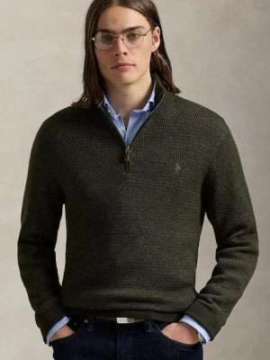 Polo Ralph Lauren sweter wełniany męski kolor zielony z półgolfem 710948865