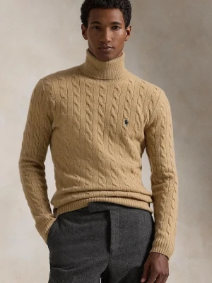 Polo Ralph Lauren sweter wełniany męskie kolor beżowy lekkie z golferm 710876836
