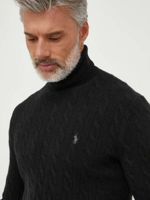 Polo Ralph Lauren sweter wełniany męskie kolor czarny lekkie z golferm 710876836
