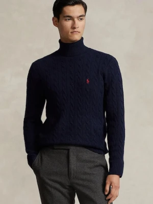 Polo Ralph Lauren sweter wełniany męskie kolor granatowy lekkie z golferm 710876836