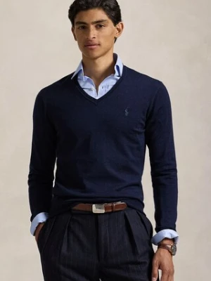 Polo Ralph Lauren sweter wełniany RWS-Longsleeve męski kolor granatowy lekki 710946142