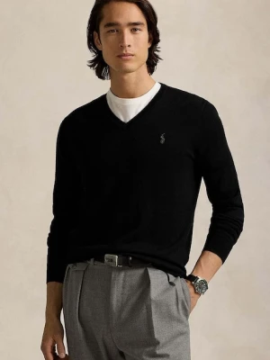 Polo Ralph Lauren sweter wełniany RWS-Longsleeve męskie kolor czarny lekkie 710946142