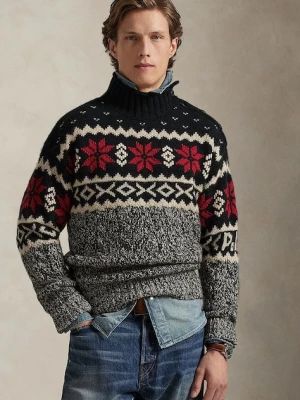 Polo Ralph Lauren sweter z dodatkiem wełny męski kolor multicolor ciepły z golferm 710982256