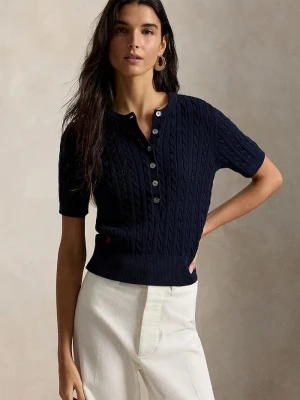 Polo Ralph Lauren sweter z krótkim rękawem damski bawełniany granatowy