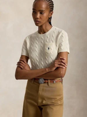 Polo Ralph Lauren sweter z krótkim rękawem damski wełniany beżowy