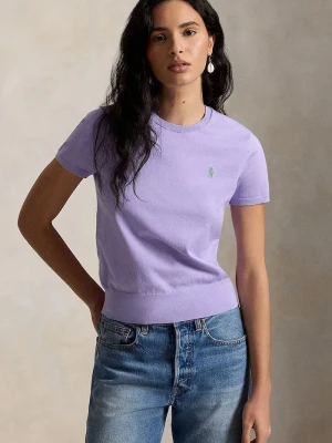 Polo Ralph Lauren sweter z krótkim rękawem damski z bawełną fioletowy