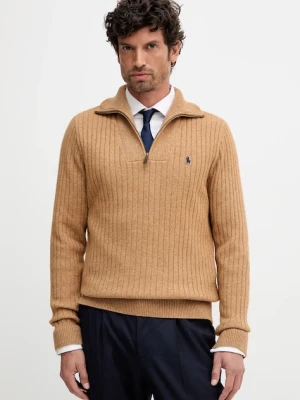 Polo Ralph Lauren sweter z wełną męski kolor brązowy z golferm 710974167