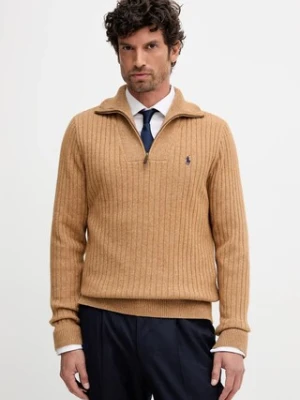 Polo Ralph Lauren sweter z wełną męski kolor brązowy z golferm 710974167