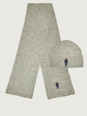 POLO RALPH LAUREN Szal + czapka | z dodatkiem wełny szary
