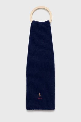 Polo Ralph Lauren Szal z domieszką wełny 455858412003 kolor granatowy gładki