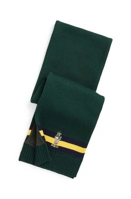 Polo Ralph Lauren szalik bawełniany dziecięcy kolor zielony z aplikacją