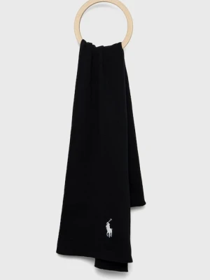 Polo Ralph Lauren szalik bawełniany kolor czarny gładki