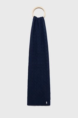 Polo Ralph Lauren szalik bawełniany kolor granatowy gładki