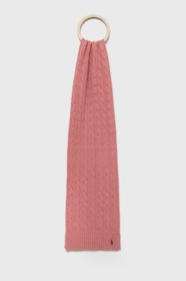 Polo Ralph Lauren szalik bawełniany kolor różowy gładki