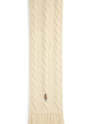 Polo Ralph Lauren szalik wełniany damski kolor beżowy z aplikacją 455981434