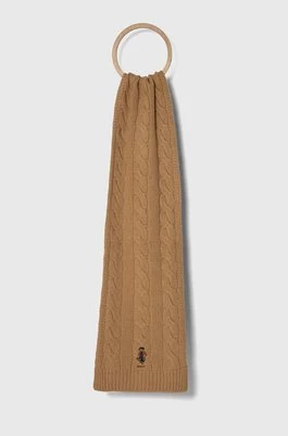 Polo Ralph Lauren szalik wełniany kolor beżowy gładki