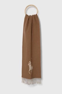 Polo Ralph Lauren szalik wełniany kolor beżowy gładki