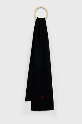 Polo Ralph Lauren szalik wełniany kolor czarny gładki