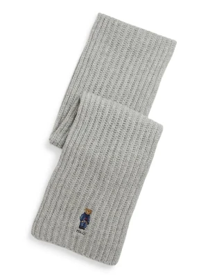 Polo Ralph Lauren szalik wełniany kolor szary gładki 455931877