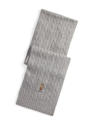 Polo Ralph Lauren szalik wełniany męski kolor szary z aplikacją 449P08823