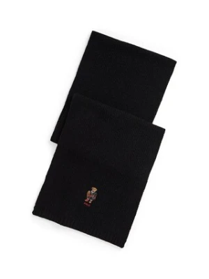 Polo Ralph Lauren szalik z dodatkiem wełny męski kolor czarny z aplikacją 449P02042